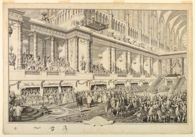 Ludvig XVI af Frankrig aflægger ed ved sin kroning af Jean Michel Moreau le Jeune