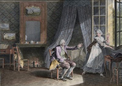 Jean Jacques Rousseaus sidste ord (1712-1778), Genevansk engelsktalende forfatter. Indgravering af slutningen af ​​det 18. århundrede, efter Moreau le Jeune Les Dernieres Paroles Jean-Jacques Rousseau efter Moreau, Jean-Michel af Jean Michel the Younger Moreau