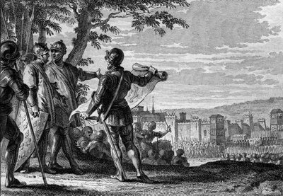 Kong Ludvig III (863-882) og Carloman II (867-884) belejrer byen Wien, 883. Gravering af Jean Michel Moreau, dit Moreau le Jeune (1741- 1814) af Jean Michel the Younger Moreau
