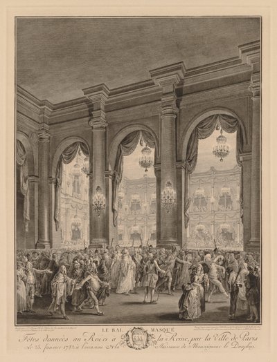 Maskebal givet på Hôtel de Ville, 23. januar 1782. af Jean Michel the Younger Moreau