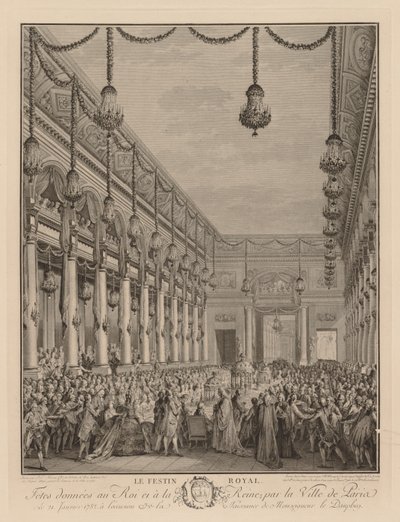 Den kongelige fest på Hôtel de Ville, 21. januar 1782. af Jean Michel the Younger Moreau
