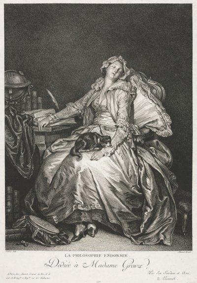 Madame Greuze i søvn, 1776. af Jean Michel the Younger Moreau