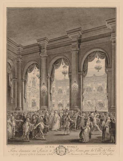 Maskebal på Hôtel de Ville, 23. januar 1782 af Jean Michel the Younger Moreau