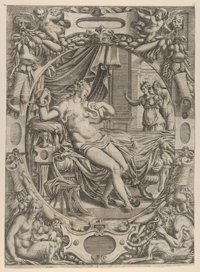 Cleopatra bidt af en asp, 1535-55. af Jean Mignon