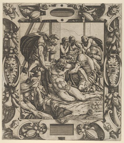 Deponering af korset, ca. 1544. af Jean Mignon