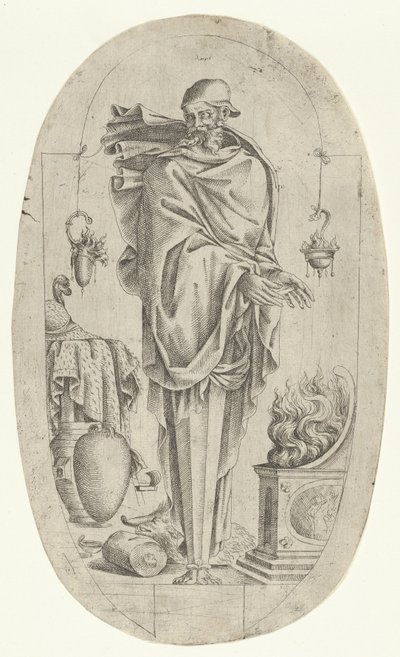 Term i form af en gammel mand, der varmer sine hænder, 1535-55. af Jean Mignon