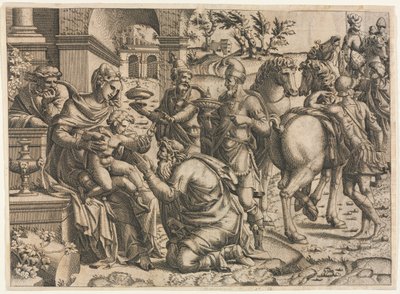 Magiernes tilbedelse, ca. 1545. af Jean Mignon