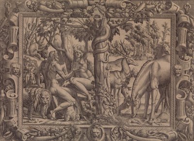 Evas fristelse, 1535-55. af Jean Mignon
