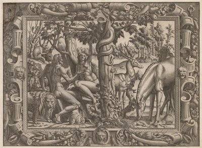 Evas fristelse, ca. 15451547. af Jean Mignon