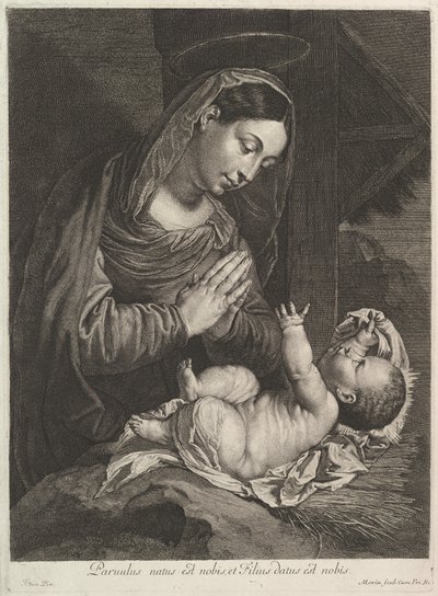Jomfruen forguder Jesusbarnet. af Jean Morin