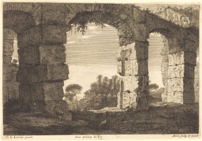 Ruiner af en akvædukt af Jean Morin after Claude Lorrain