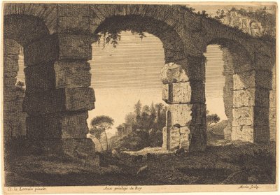 Ruiner af en akvædukt af Jean Morin after Claude Lorrain