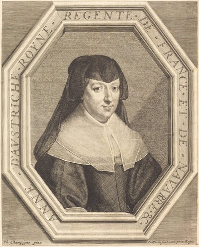 Anne af Østrig af Jean Morin after Philippe de Champaigne