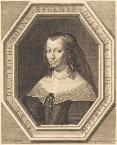 Anne af Østrig af Jean Morin after Philippe de Champaigne