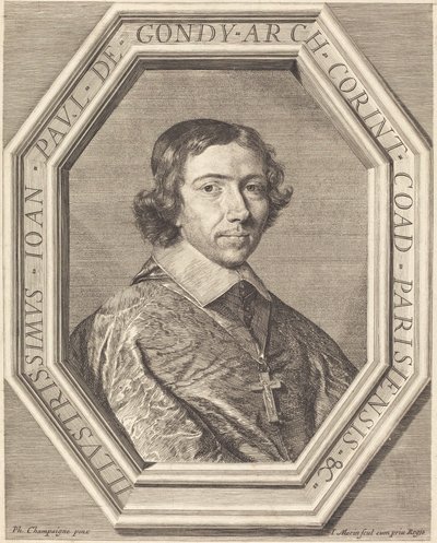 Jean Francois Paul de Gondy af Jean Morin after Philippe de Champaigne