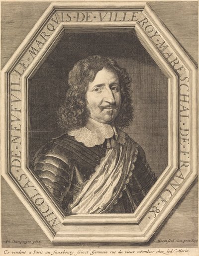 Nicholas de Neufville, markis af Villeroy af Jean Morin after Philippe de Champaigne