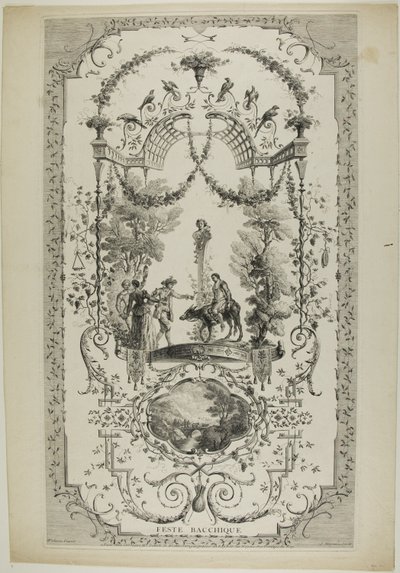 Feste Bacchique, plade 97 fra "The Works of Antoine Watteau". af Jean Moyreau
