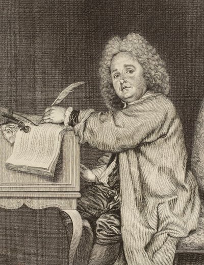 Portræt af komponisten Jean-Féry Rebel 1666-1747, efter 1718. af Jean Moyreau