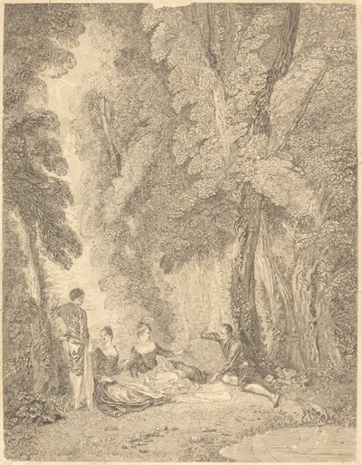 Koalitionen af Jean Moyreau after Antoine Watteau