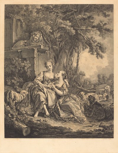 De to fortrolige af Jean Ouvrier after François Boucher