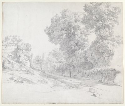 Oaks langs Appian Way nær Albano af Jean Paul Flandrin