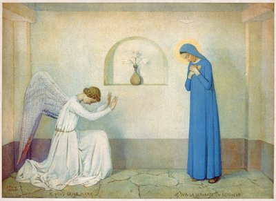 Bebudelse til Jomfruen. omkring 1920 (illustration) af Jean Paul Laurens