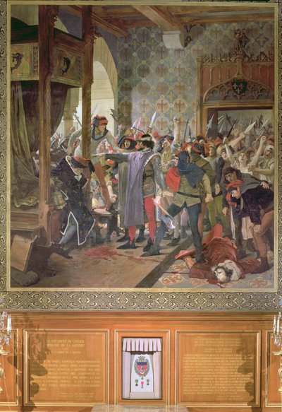 Etienne Marcel (d.1358) beskyttede Dauphin mod pøbelen i 1358 af Jean Paul Laurens
