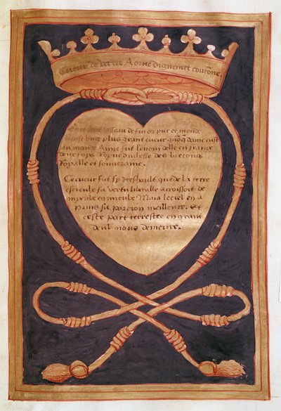 Fol. 61r The Crowned Heart of Courage, fra beretningen om begravelsen af Anne af Bretagne (1477-1514) 1515 af Jean Perreal