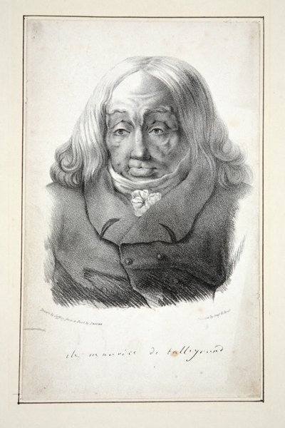 Portræt af Talleyrand, 79 år, pub.1835 (gravering) af Jean Pierre (after) Dantan