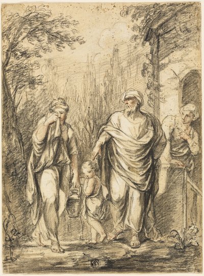 Abraham drev Hagar og Ismael ud af Jean Pierre Antoine Tassaert
