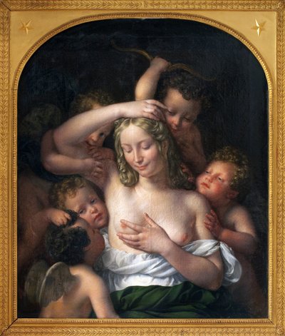 Nymfe og kærlighed. Maleri af Jean Pierre Granger (1779-1840), olie på træ, 96,5 x 82 cm af Jean Pierre Granger