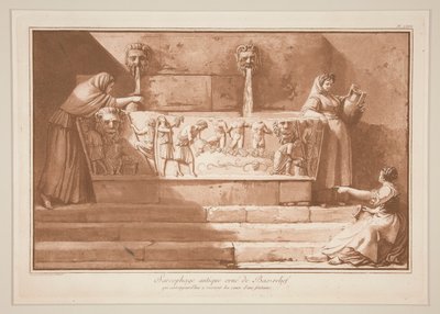 Antik sarkofag med bas-relief af Jean Pierre Laurent Houel