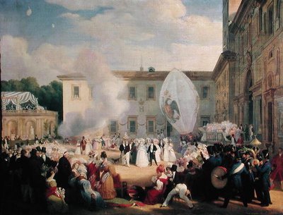 Francois Rene (1768-1848) Vicomte de Chateaubriand, modtagelse af storhertuginden Elena af Rusland (1807-73) i Villa Medicis haver, 29. april 1829, 1830 af Jean Pierre Norblin de La Gourdaine