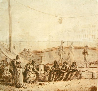 Kaffesælgeren på Pont-Neuf, 1819 af Jean Pierre Norblin de La Gourdaine