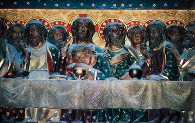 Sidste nadver, basrelief af kor med historier fra Kristi liv, af Jean Ravy (død 1345), Notre-Dame-katedralen (UNESCOs verdensarvsliste af Jean Ravy
