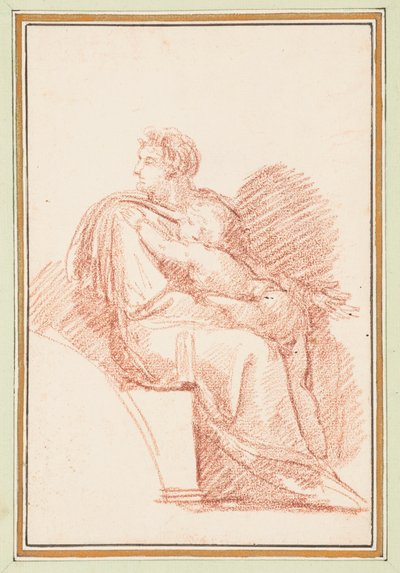 Josiah med Jekonja i armene, Kristi forfædre fra loftet i Det Sixtinske Kapel af Michelangelo af Jean Robert Ango