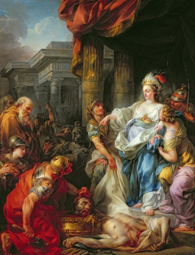 Halshugningen af Kyros II (600-530 f.Kr.) af Jean Simon Berthelemy