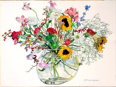 Late Summer in Glass Bowl (akvarel og blæk på papir) af Jean Swan Gordon