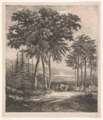 Landskab med hestevogn af Jean Théodore Joseph Linnig
