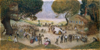 Skitse til Hôtel de Ville de Paris: Fête champêtre, ca. 1906 (blyant, olie på træ) af Jean Veber