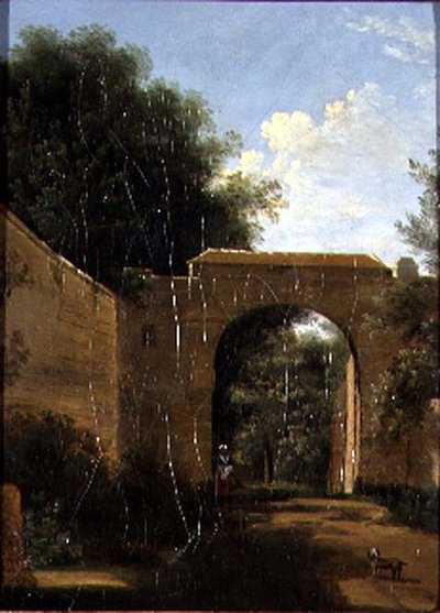 A Walled Garden (olie på lærred) af Jean Victor Bertin