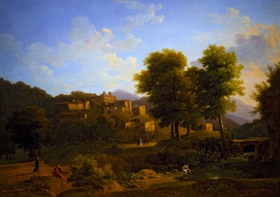 Udsigt over en by i Sabine Hills af Jean Victor Bertin