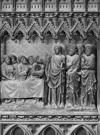 Katedral, interiør, korskærm, Jesus Kristus viser sig ved Oliebjerget, ca. 1340-51 (polykrom sten) af Jean and Jean Le Boutellier Ravy