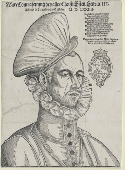 Kongen af Frankrig Henry III (print) af Jean de (after) Court