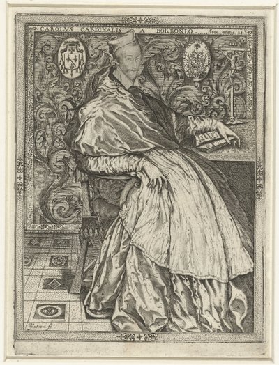 Portret van kardinaal Karel van Bourbon Charles Cardinal of Bourbon i en alder af 28 af Jean de Gourmont (I)