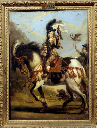 Rideportræt af den unge Ludvig XIV (1638 -1715) på vej på jagt. Maleri af Jean De Saint Igny (? 1647). Olie på lærred. Dimension: 0,41 X 0,30 m. Chantilly, Musee Conde af Jean de Saint Igny