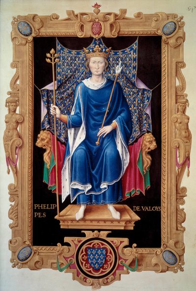 Portræt i foden af kong Filip VI af Valois (1293-1350) Miniature af Jean du Tillet (1484-1520) fra "" Recueil des kings de France"" 1500-tallets Paris, B.N. af Jean du Tillet
