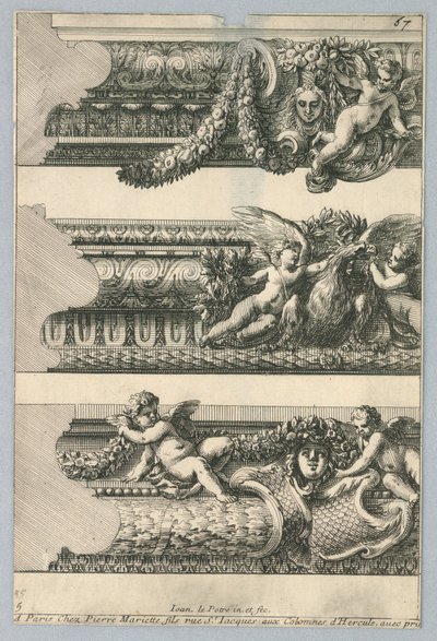 Design til malede rammer, fra "Bordures de Tableau" af Jean le Pautre