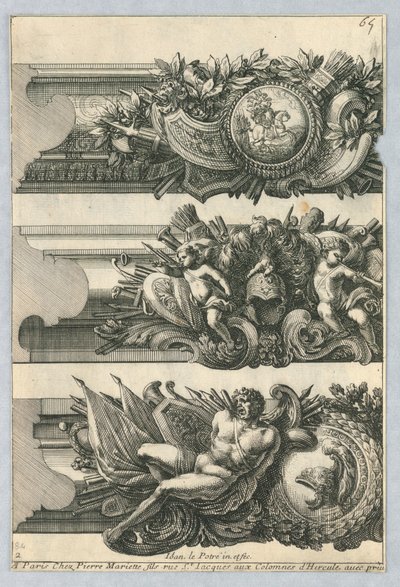 Design til malede rammer, fra "Bordures de Tableau" af Jean le Pautre