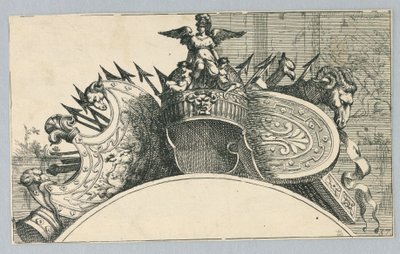 Trophy of Arms (Et våbentrofæ over en bøjle) af Jean le Pautre